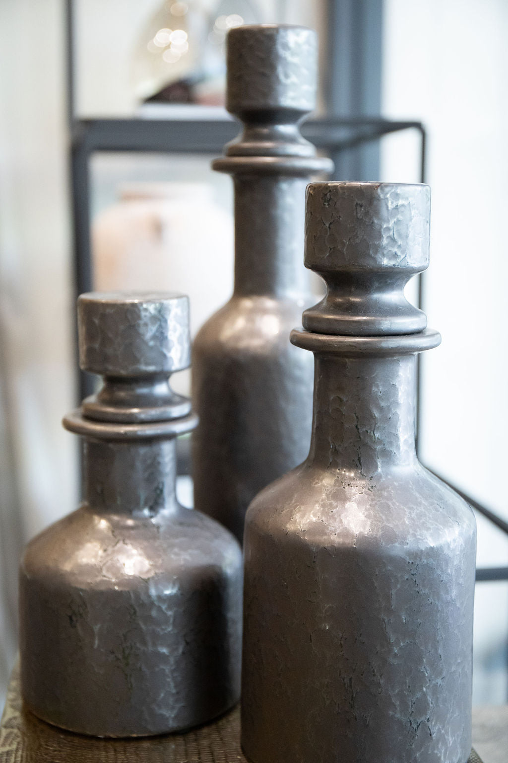 Botella Ceramica Cilindro (Set 3)