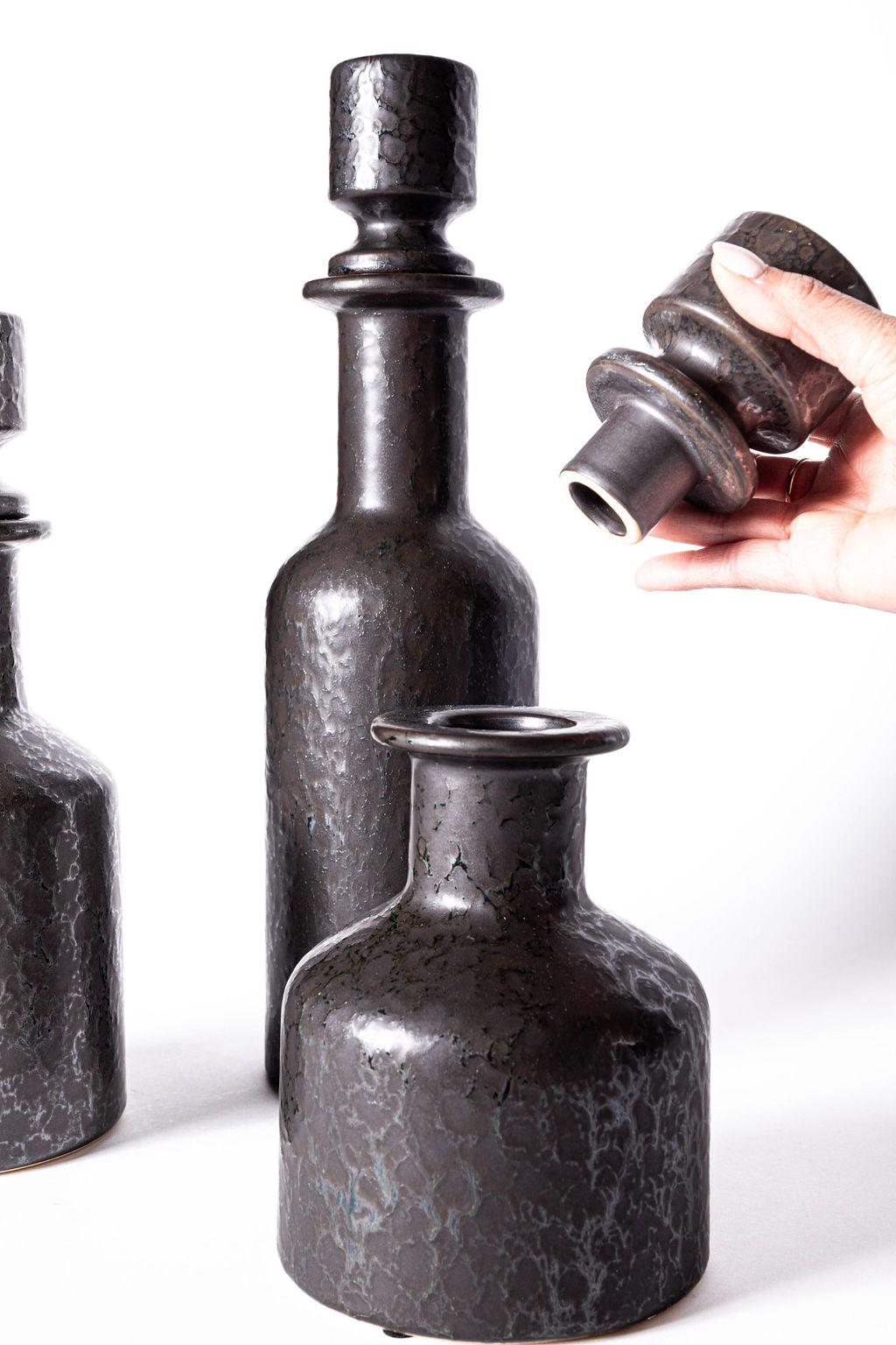 Botella Ceramica Cilindro (Set 3)