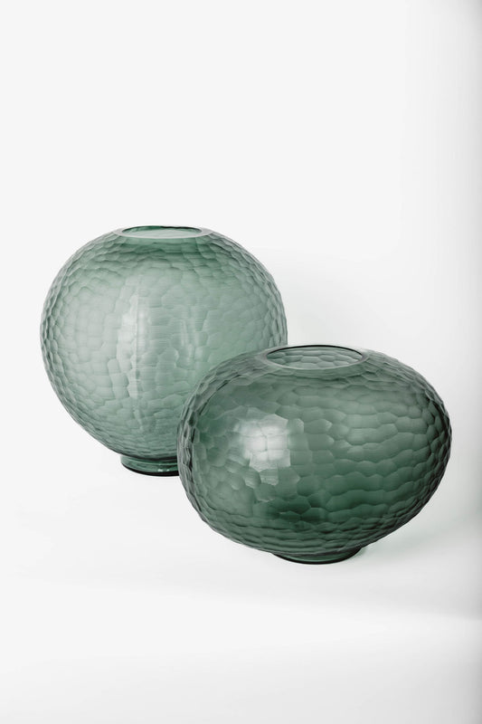 Jarron Vidrio Redondo Verde