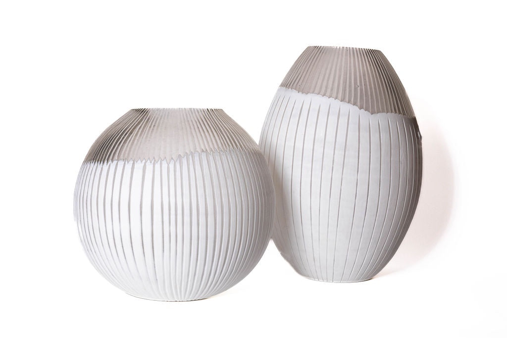 Jarron Vidrio Blanco Opaco