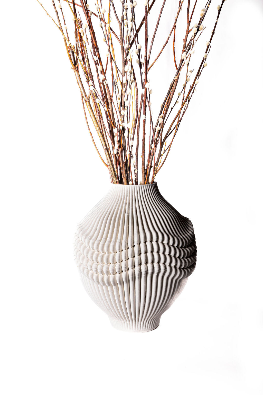 Jarron 3D Blanco Ondas