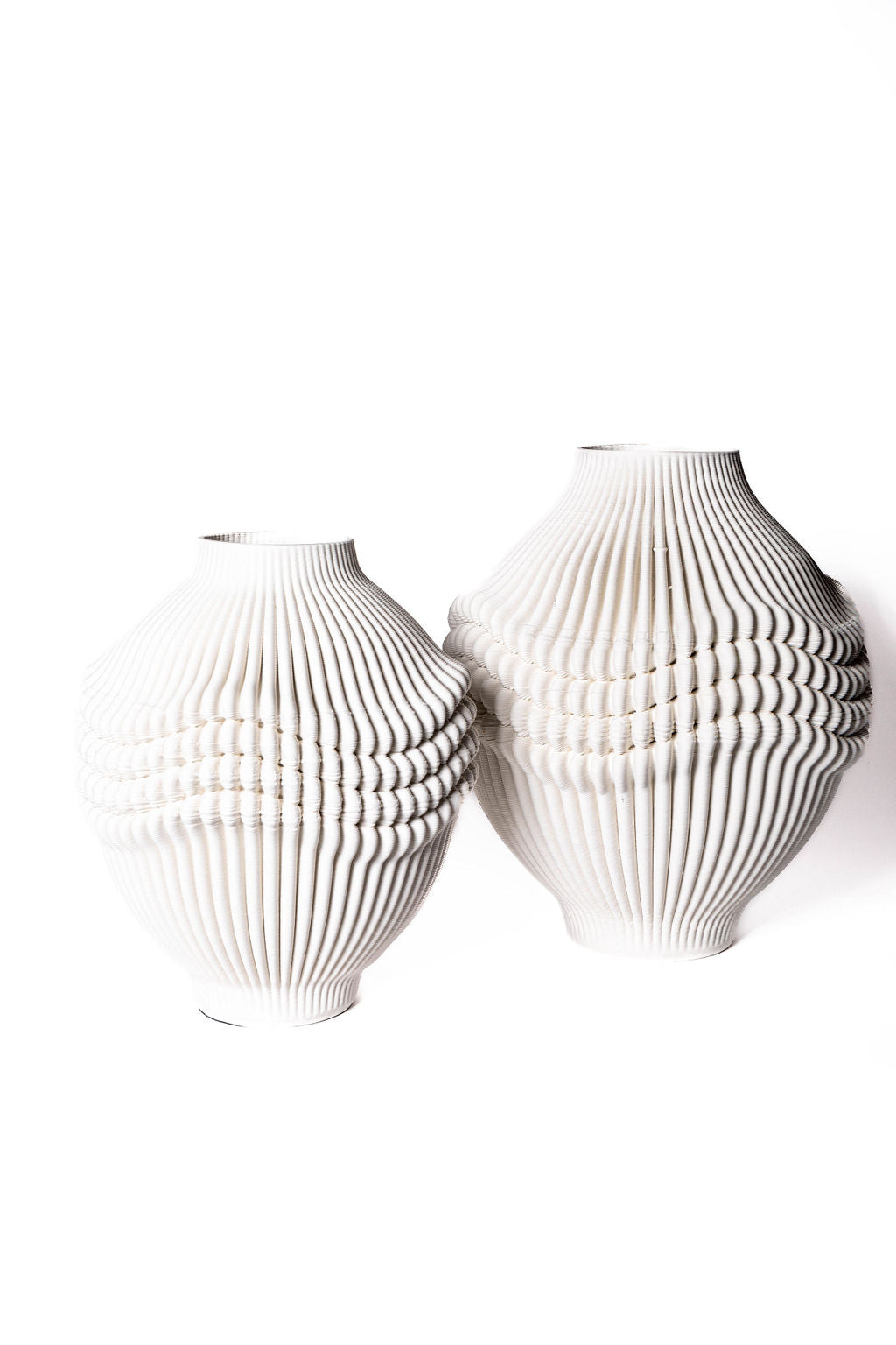 Jarron 3D Blanco Ondas