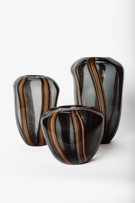 Florero Vidrio Rayas Cafe