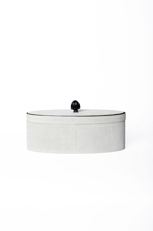 Caja Suede Ovalo Gris