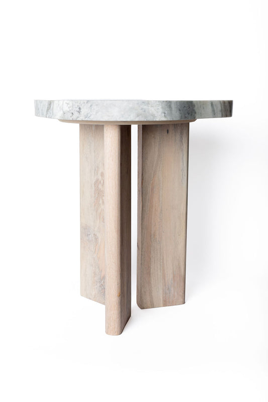 Mesa Madera Top Marmol Blanco