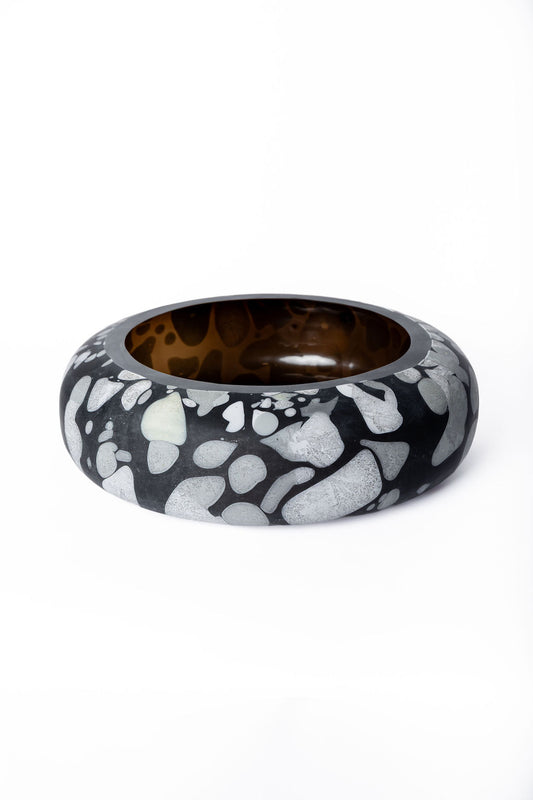 Bowl Vidrio Marmoleado Gris