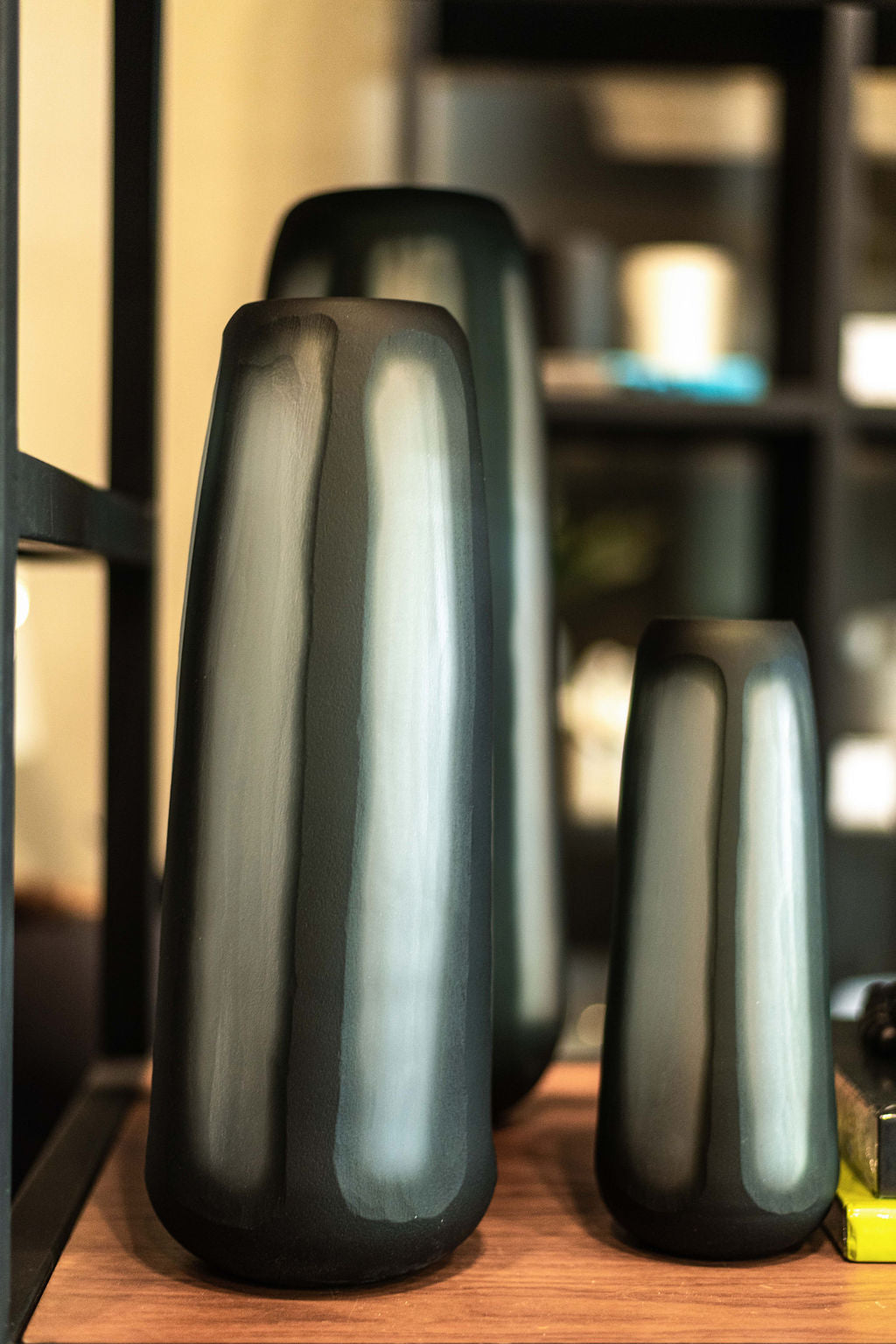 Florero Vidrio Blanco y Negro