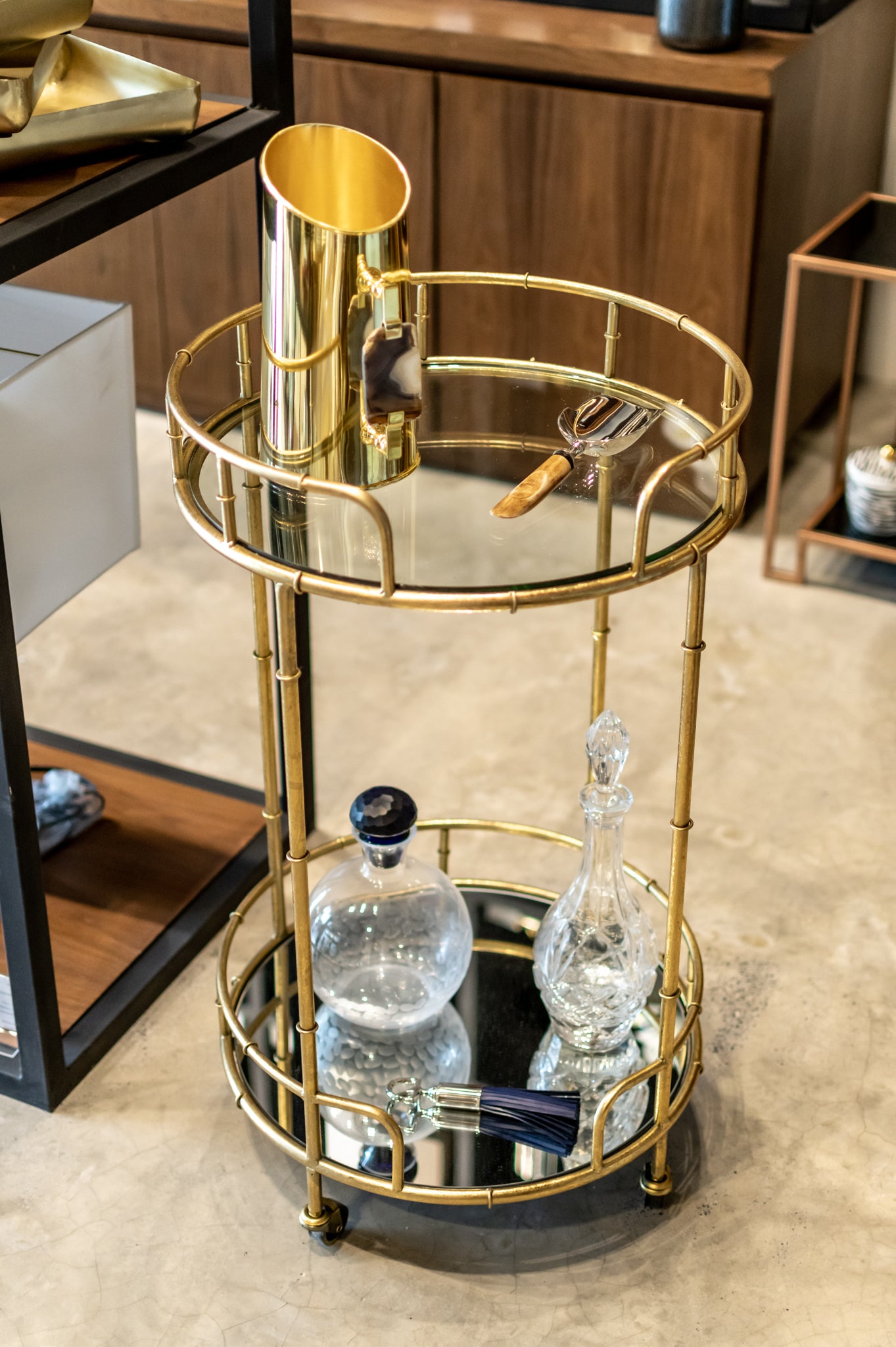 Carrito Bar Dorado Redondo