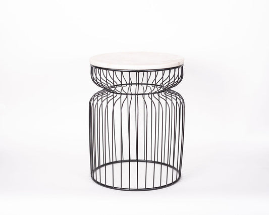 Mesa Metal Top Marmol Blanco