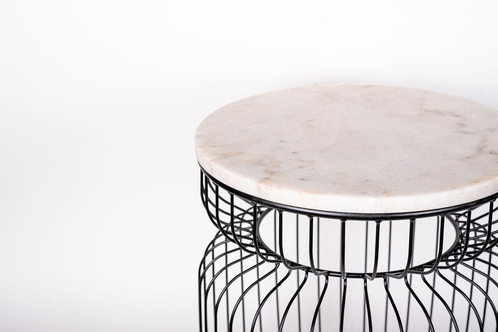 Mesa Metal Top Marmol Blanco