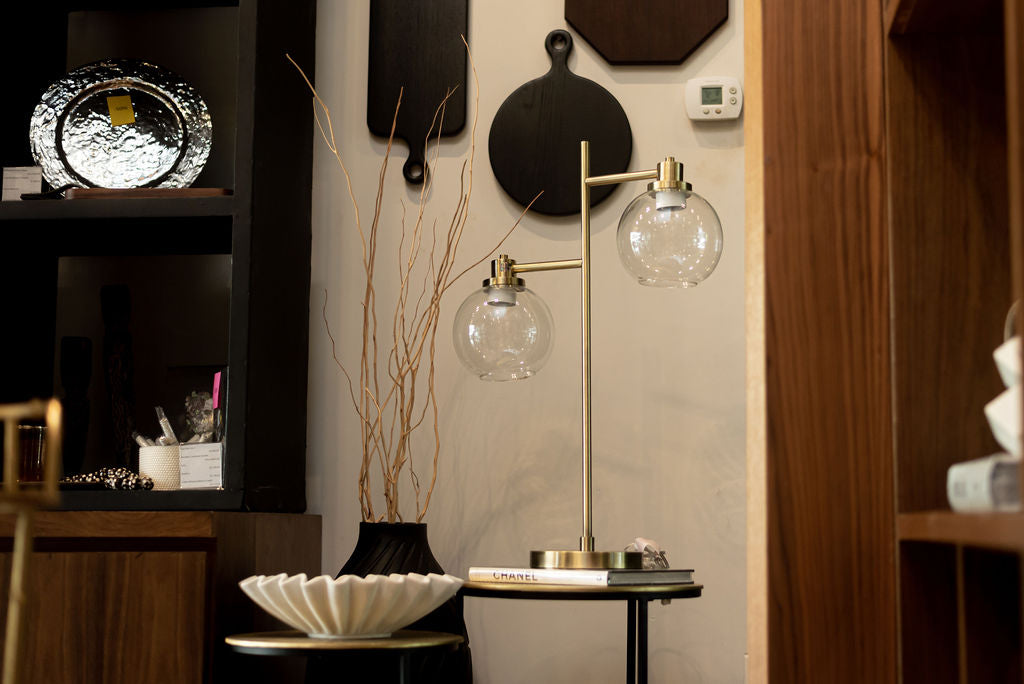 Lampara Dorada 2 Esferas