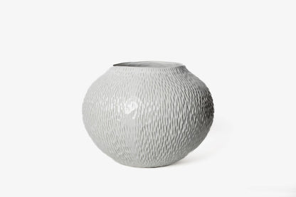 Jarron Blanco Redondo Estriado