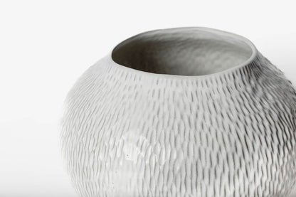 Jarron Blanco Redondo Estriado