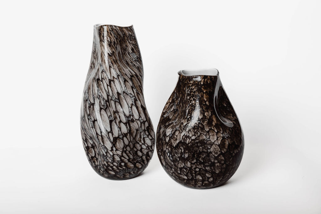 Florero Vidrio Negro Marmoleado