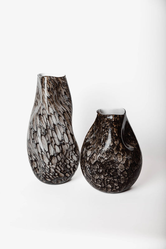 Florero Vidrio Negro Marmoleado