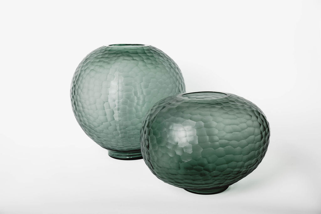 Jarron Vidrio Redondo Verde