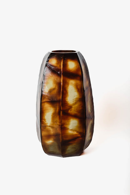 Jarron Vidrio Cortado Ambar