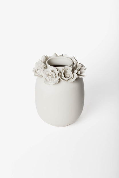 Jarron Porcelana Flores Beige