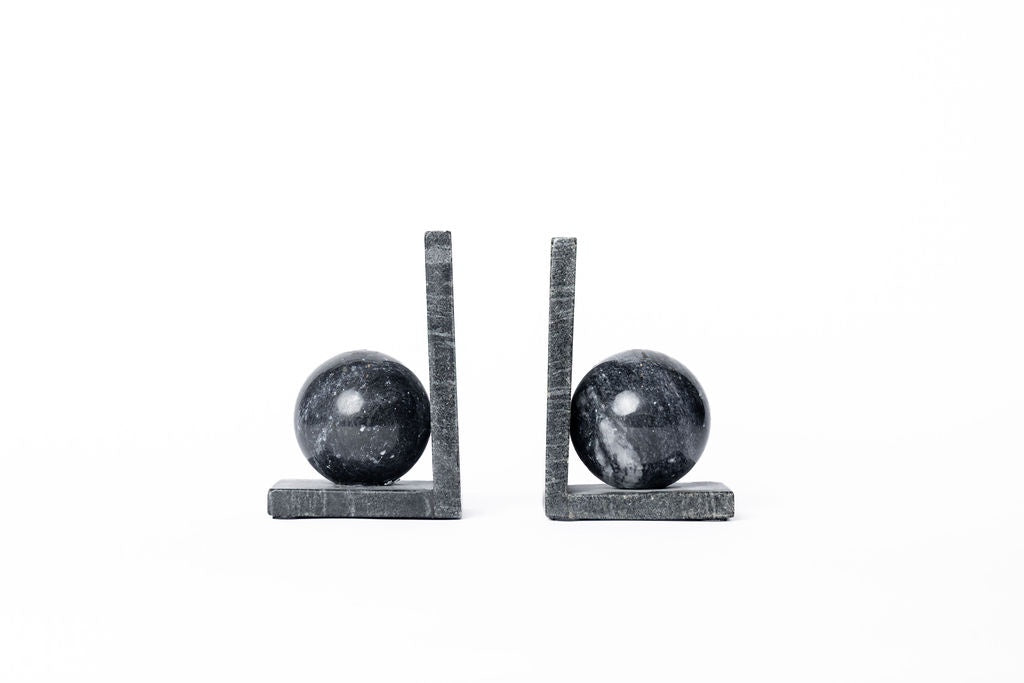 Sujetalibros Esfera Marmol Negro (SET 2)