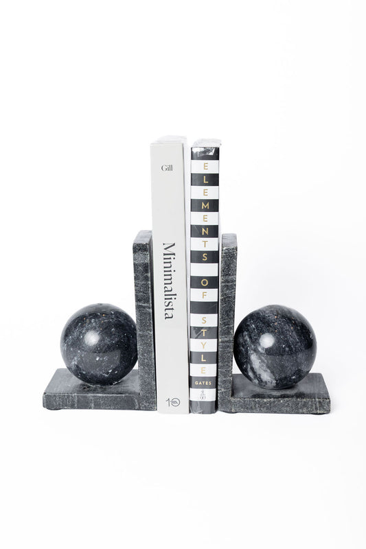 Sujetalibros Esfera Marmol Negro (SET 2)