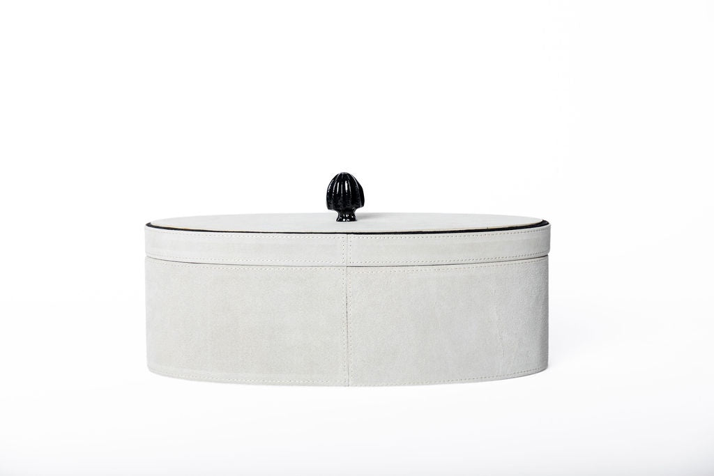 Caja Suede Ovalo Gris