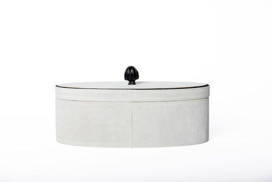 Caja Suede Ovalo Gris
