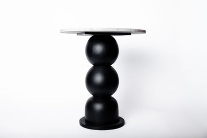 Mesa Burbuja Negra Top Marmol Blanco