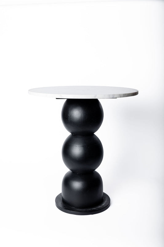 Mesa Burbuja Negra Top Marmol Blanco