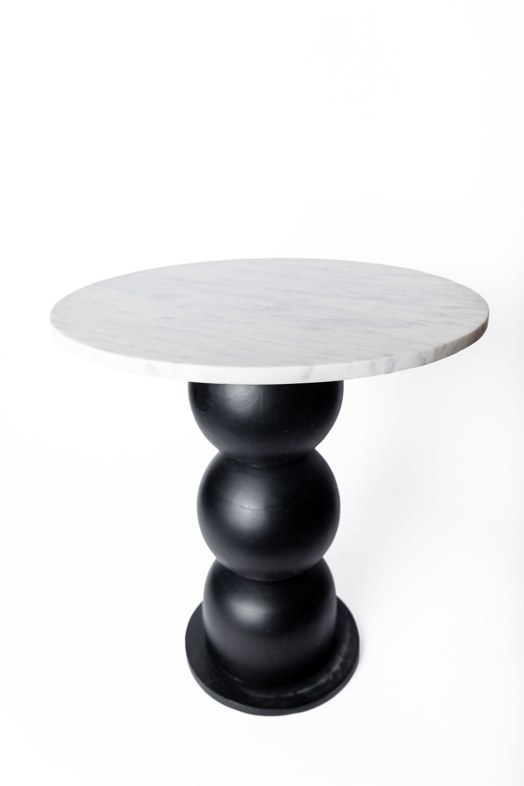 Mesa Burbuja Negra Top Marmol Blanco