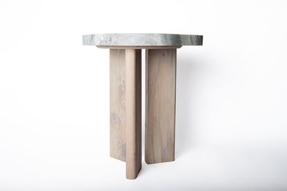 Mesa Madera Top Marmol Blanco