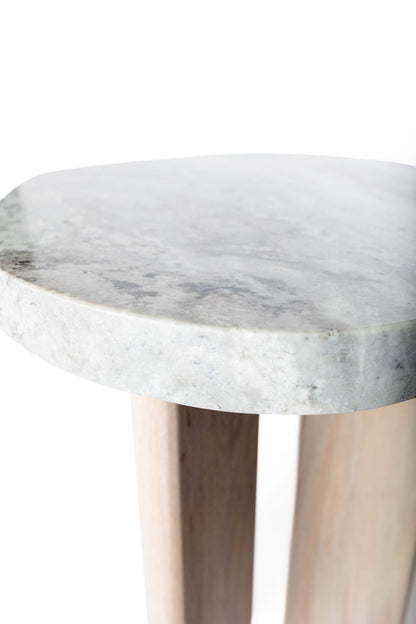 Mesa Madera Top Marmol Blanco