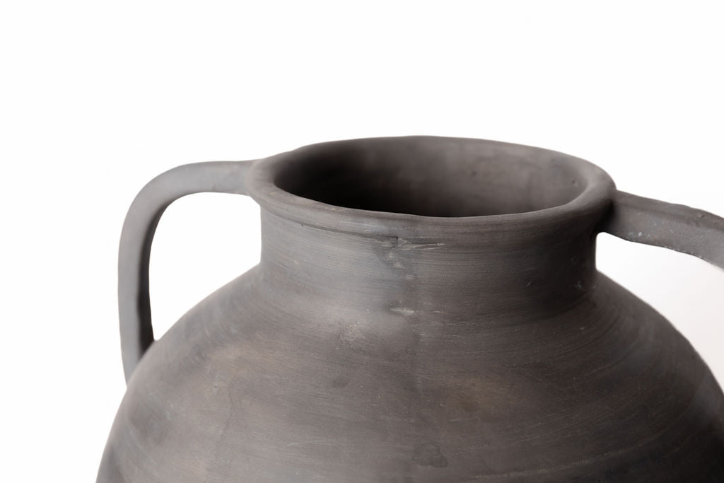 Jarrón Ceramica Negro 2 Orejas